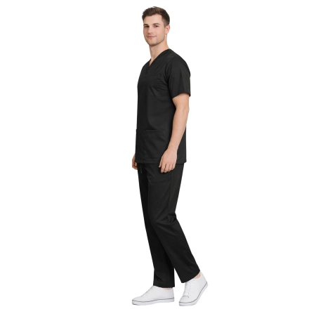 Komplet medyczny elastyczny męski czarny roz. 3XL – komplet medyczny – strój medyczny - inne ujęcie Komplet medyczny elastyczny męski czarny roz. 3XL – komplet medyczny – strój medyczny - inne ujęcie
